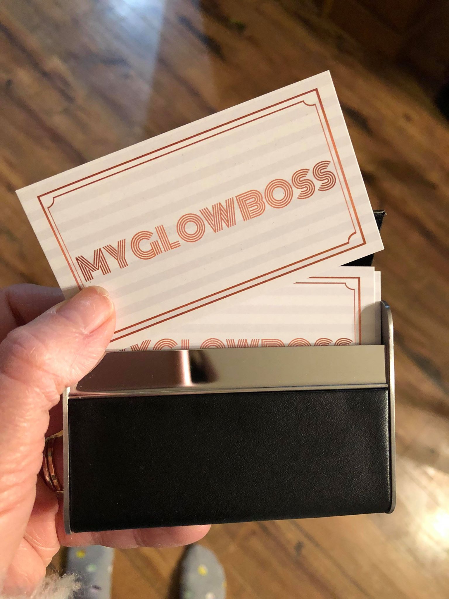 MyGlowBoss Business card graphic design by Rhonda Cosgriff Designs