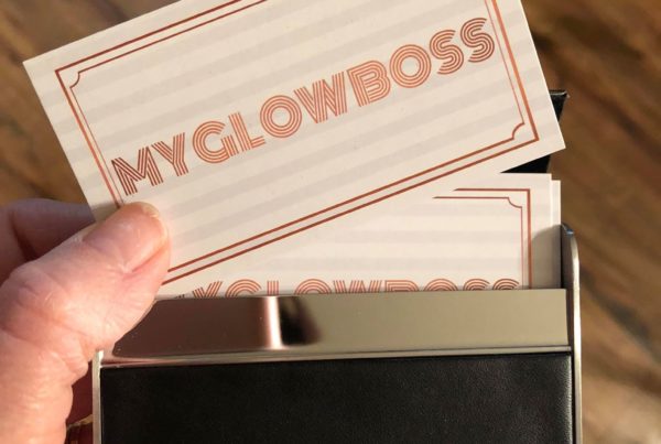 MyGlowBoss Business card graphic design by Rhonda Cosgriff Designs