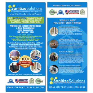 Sanitize Solutions rack card mockup by Rhonda Cosgriff Graphic Designs in Iowa